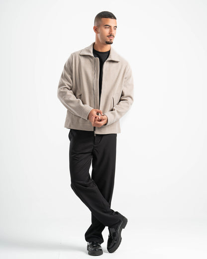 BEIGE WOOL BLEND JACKET