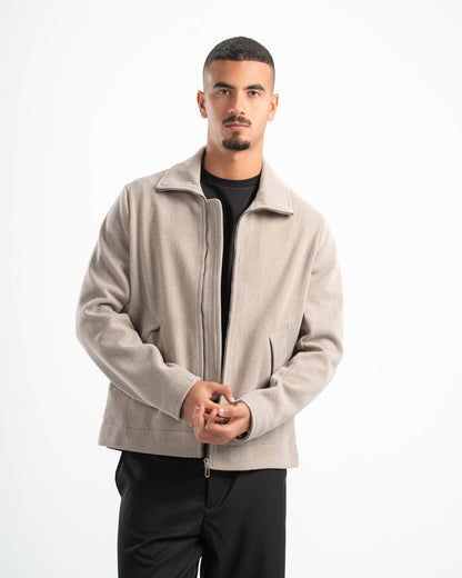 BEIGE WOOL BLEND JACKET