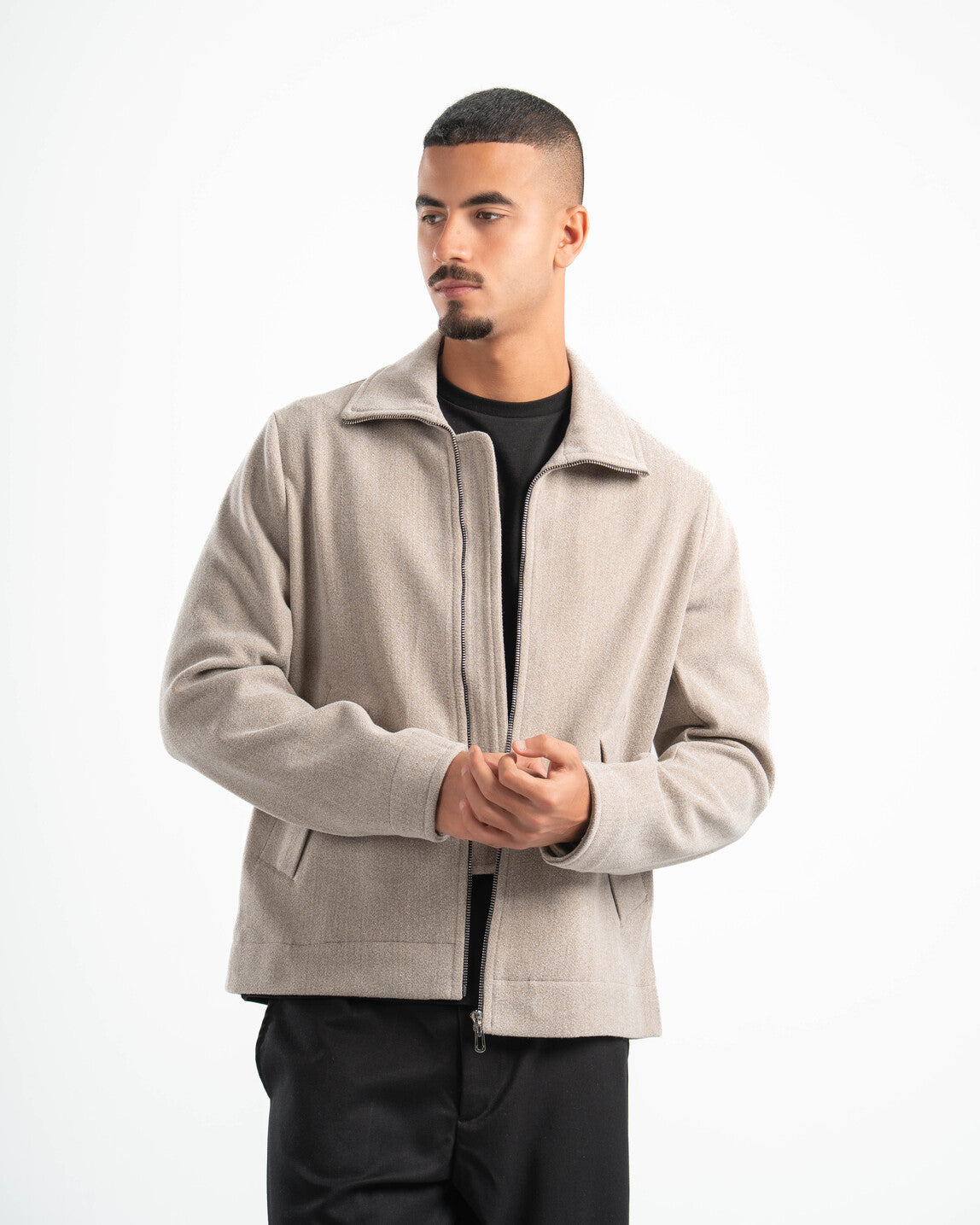 BEIGE WOOL BLEND JACKET