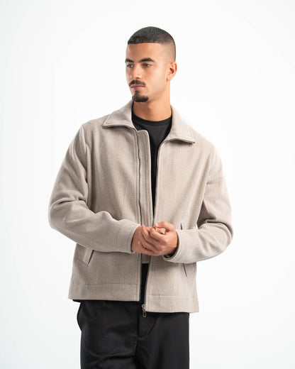 BEIGE WOOL BLEND JACKET