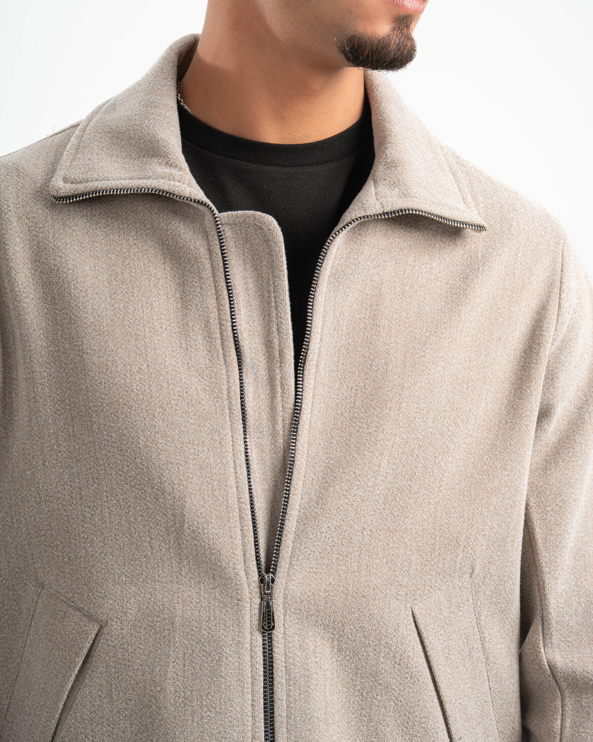 BEIGE WOOL BLEND JACKET