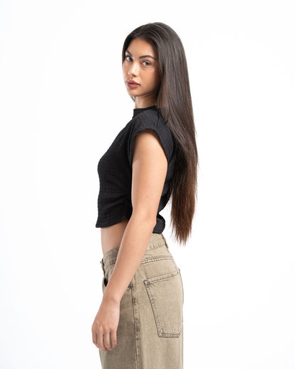 Black Textured Top