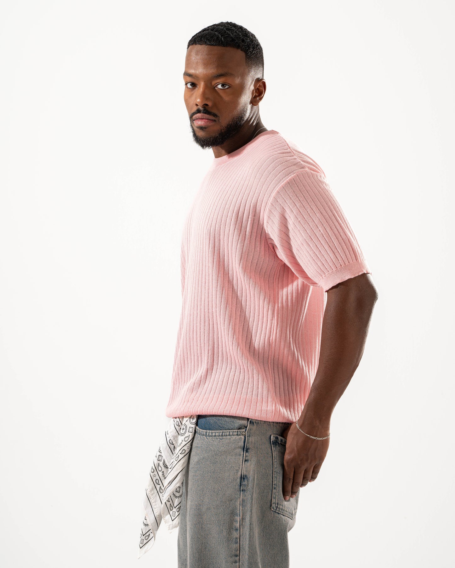 Striped Knit Tee in Pink