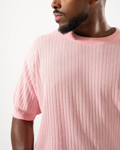 Striped Knit Tee in Pink