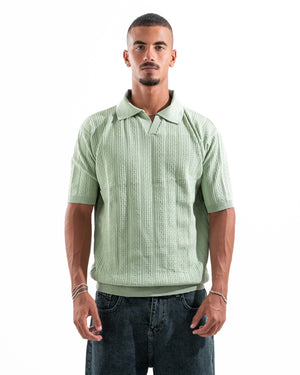 Pistachio Patterned Knit Polo