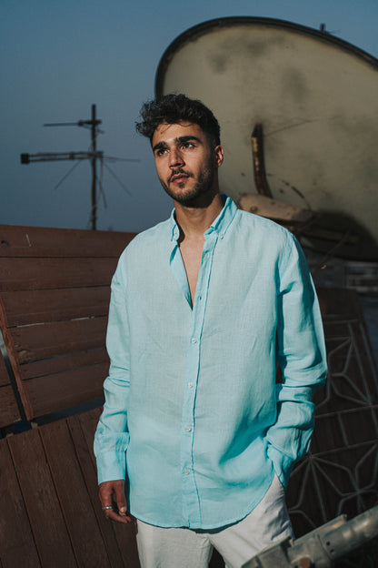 Aqua Linen Shirt