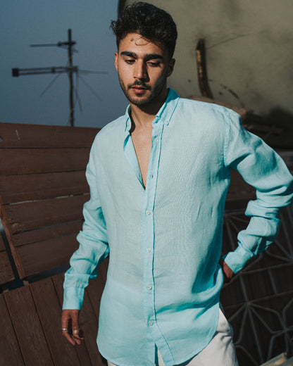 Aqua Linen Shirt