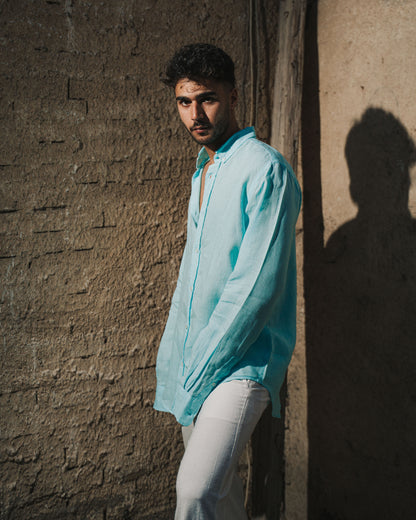 Aqua Linen Shirt