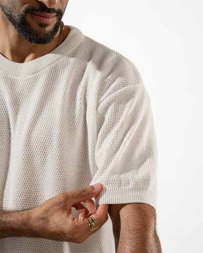 Dotted Knit Tee in White