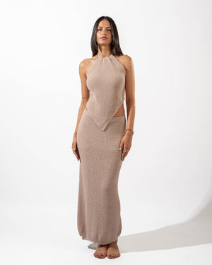 Knitted Skirt in Beige