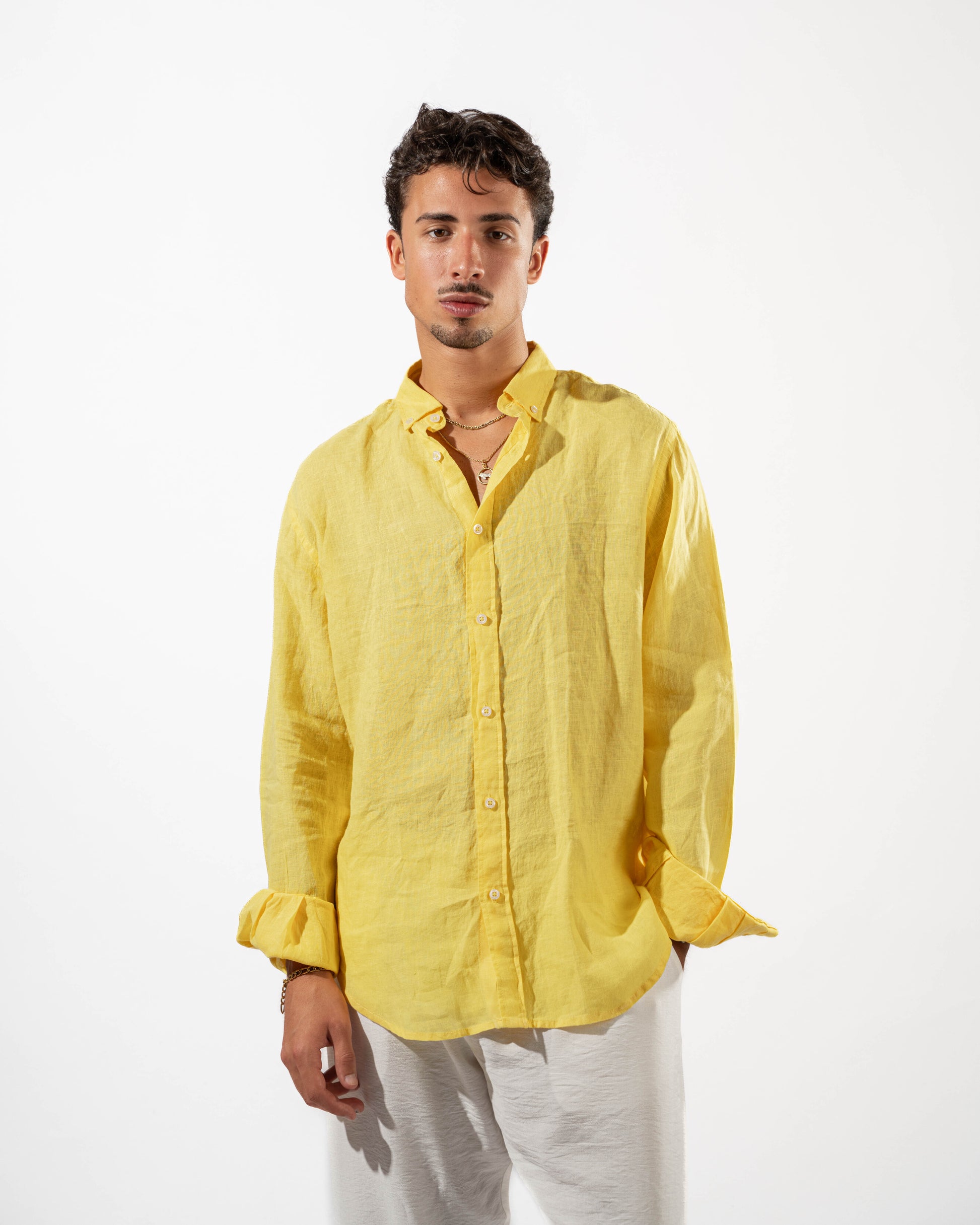 Yellow Linen Shirt – PSYCH Online Store - Main Image