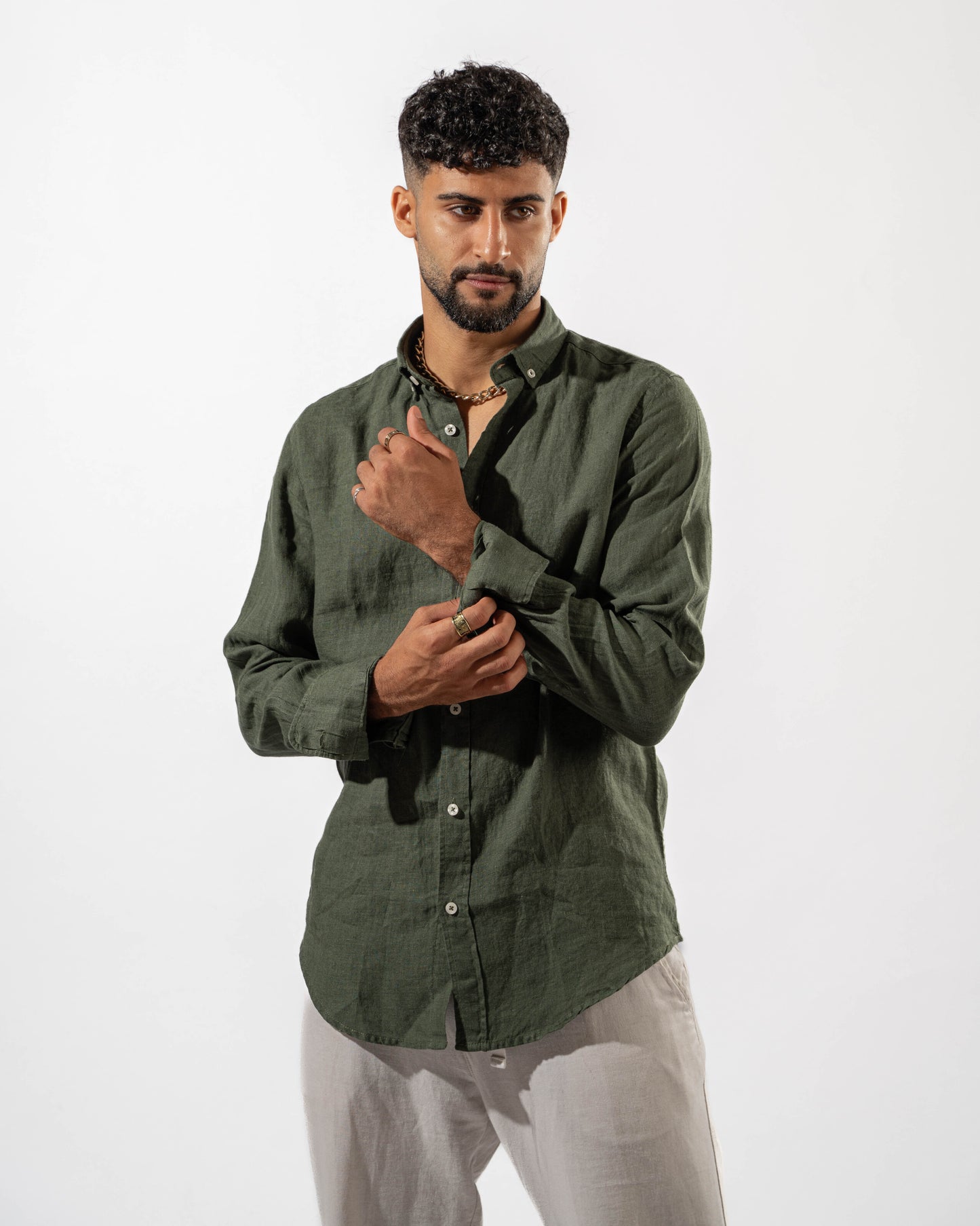 Olive Linen Shirt