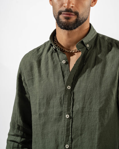 Olive Linen Shirt