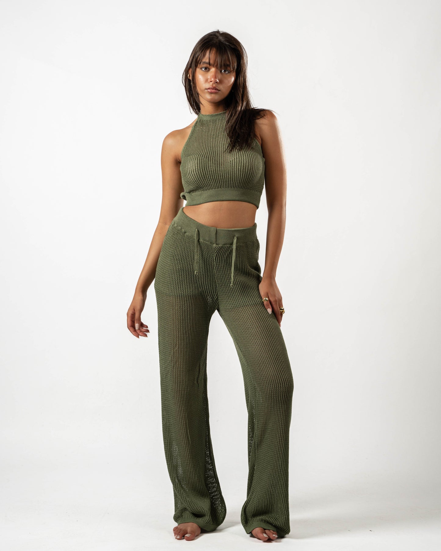 Knitted Pants in Olive