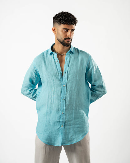 Aqua Linen Shirt