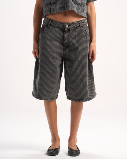 DARK GREY STRIPED JORTS