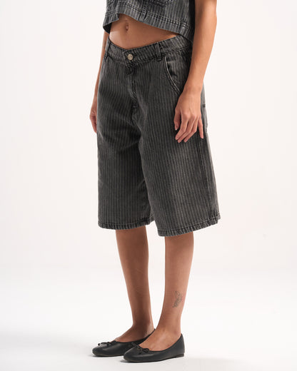 DARK GREY STRIPED JORTS