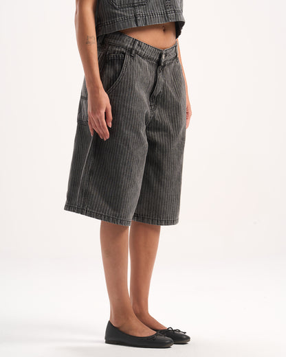 DARK GREY STRIPED JORTS