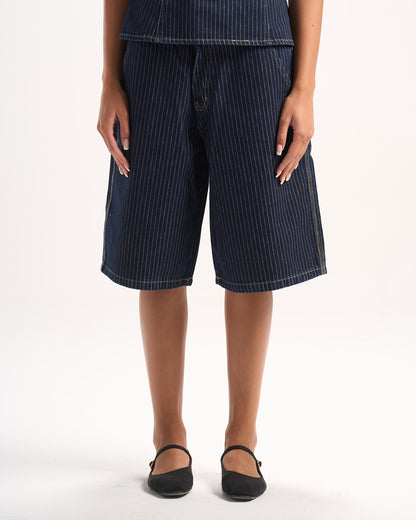 NAVY STRIPED JORTS