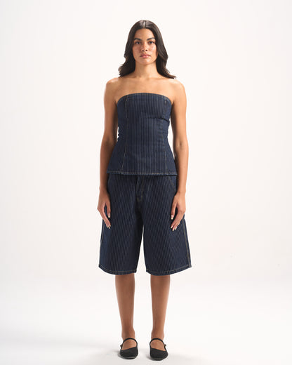 NAVY STRIPED JORTS