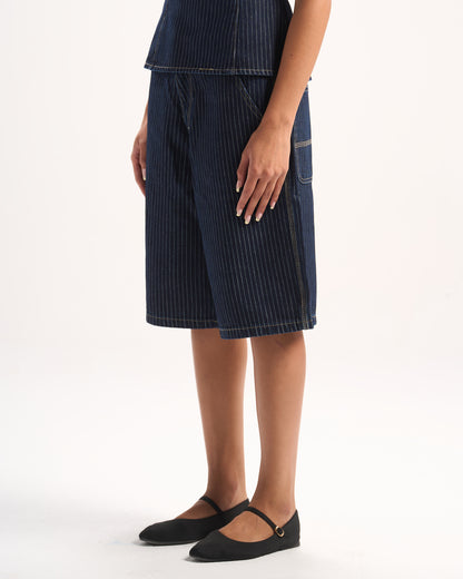 NAVY STRIPED JORTS