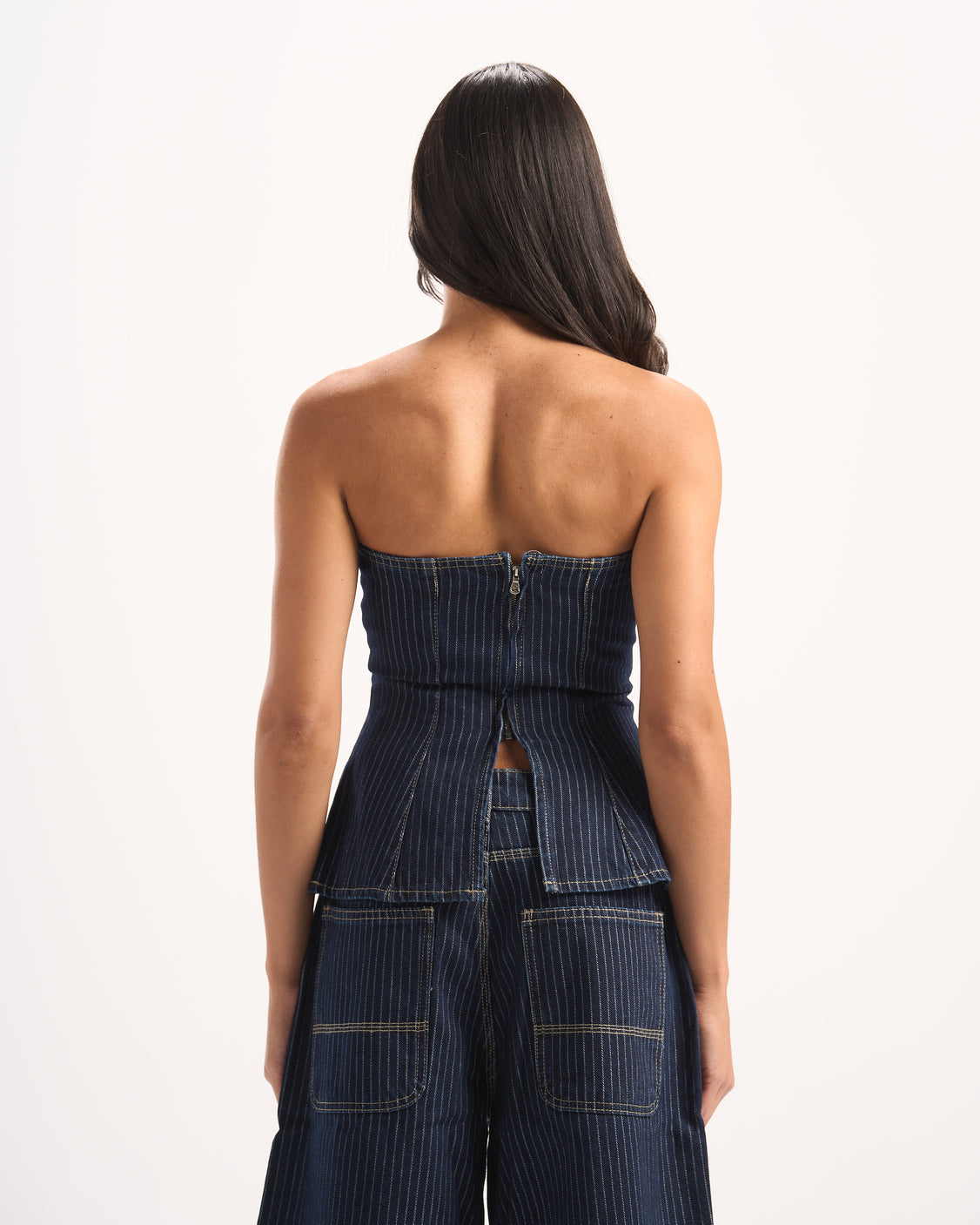 NAVY STRIPED DENIM CORSET