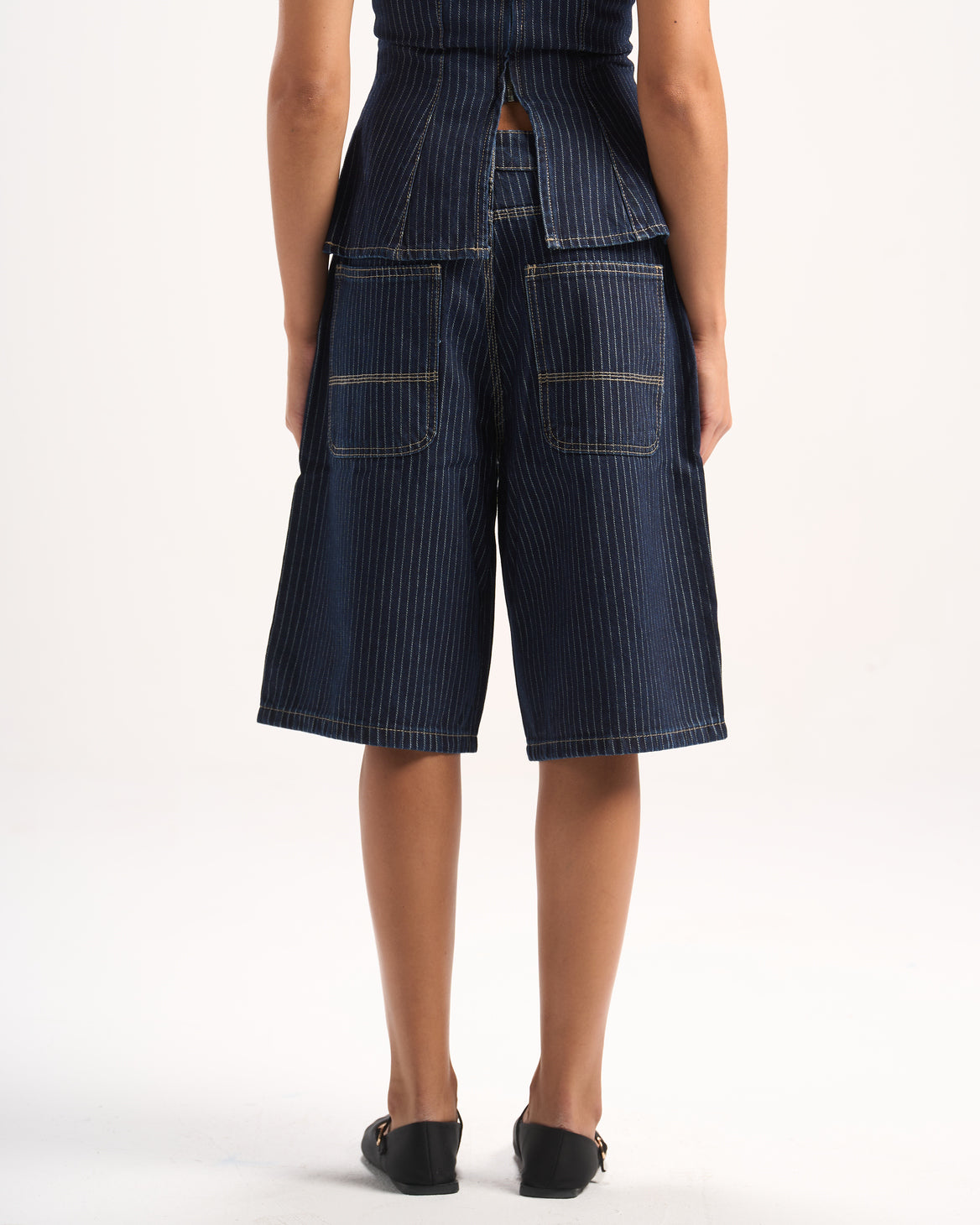 NAVY STRIPED JORTS