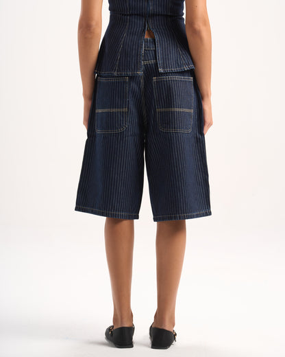 NAVY STRIPED JORTS