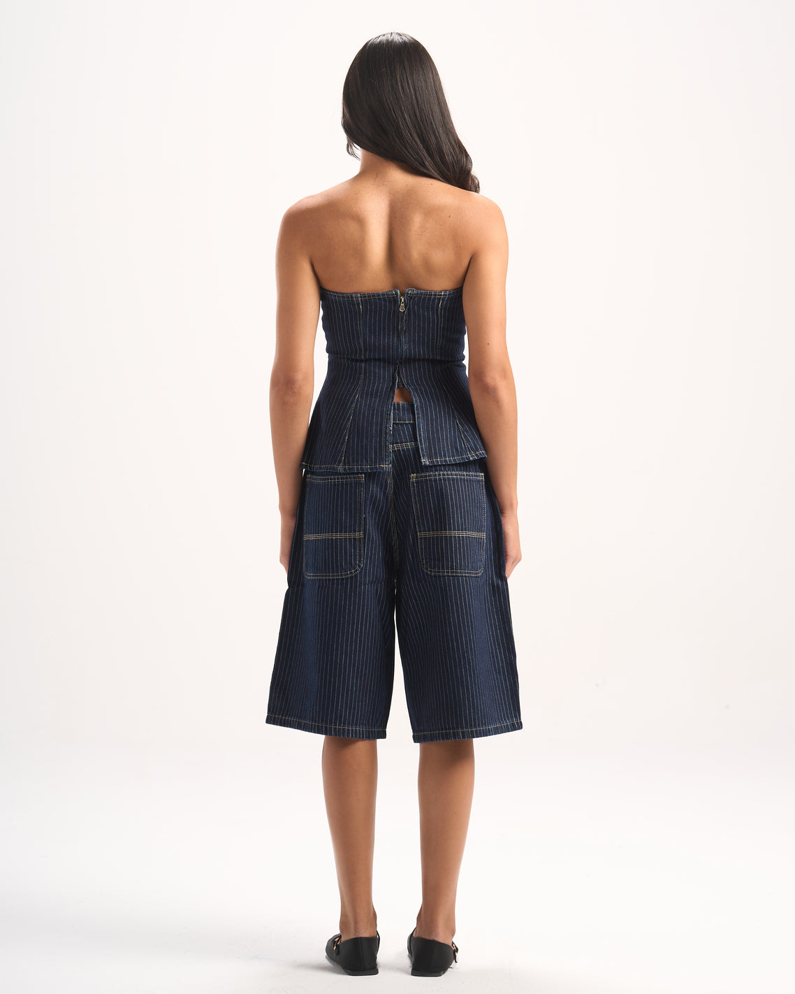 NAVY STRIPED JORTS