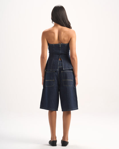 NAVY STRIPED JORTS