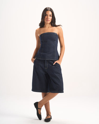 NAVY STRIPED JORTS