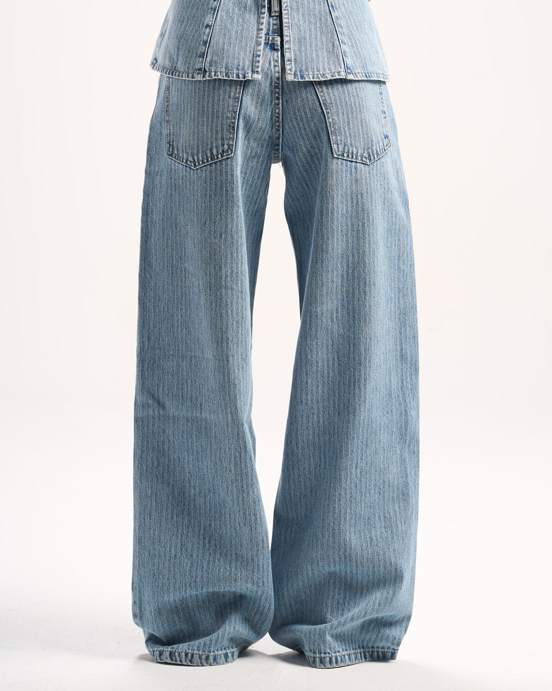 LIGHT BLUE STRIPED DENIM PANTS