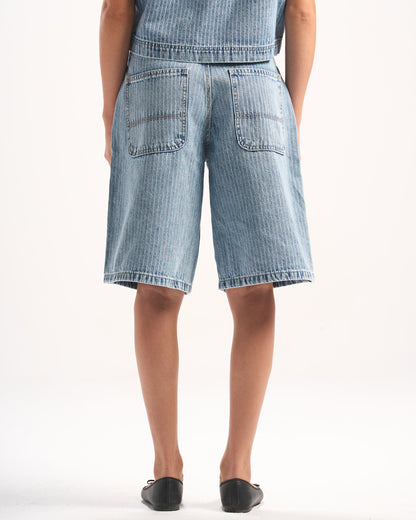 LIGHT BLUE STRIPED JORTS