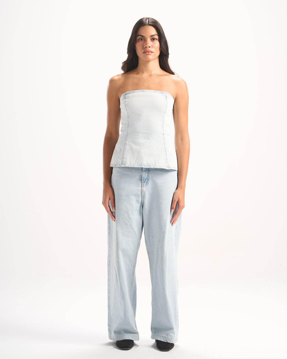 LIGHT BLUE PLAIN DENIM CORSET