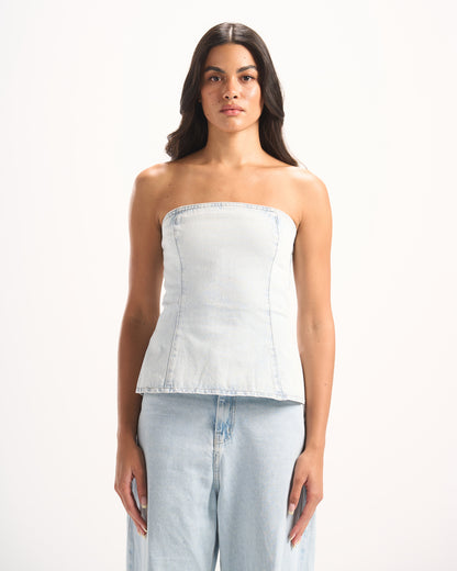 LIGHT BLUE PLAIN DENIM CORSET
