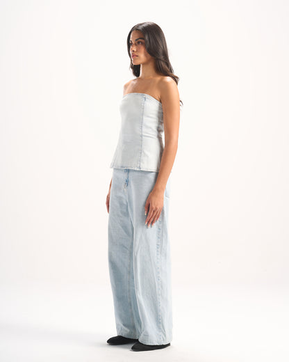 LIGHT BLUE PLAIN DENIM CORSET