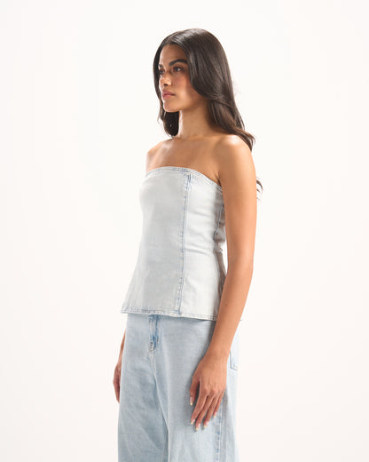 LIGHT BLUE PLAIN DENIM CORSET