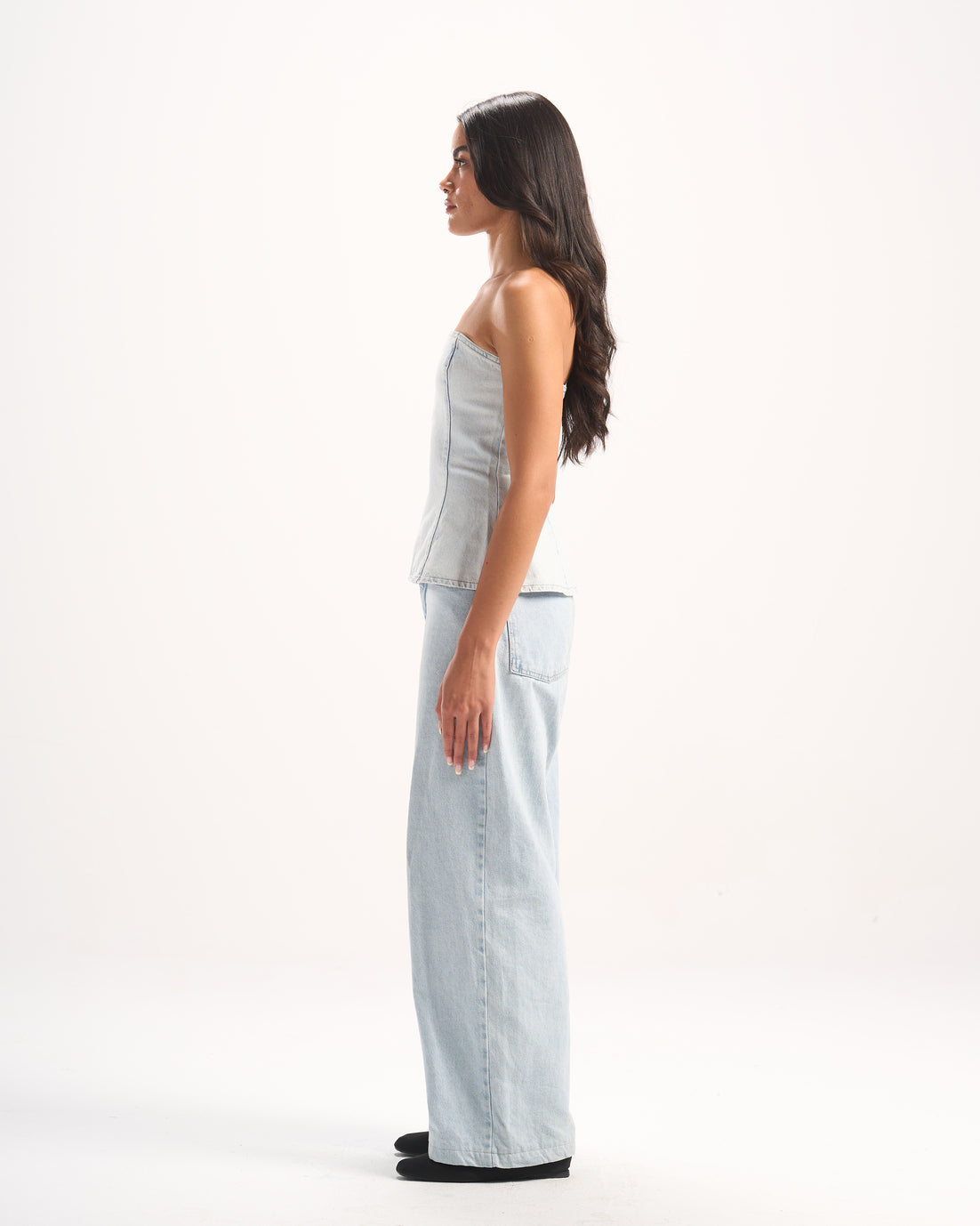 LIGHT BLUE PLAIN DENIM CORSET
