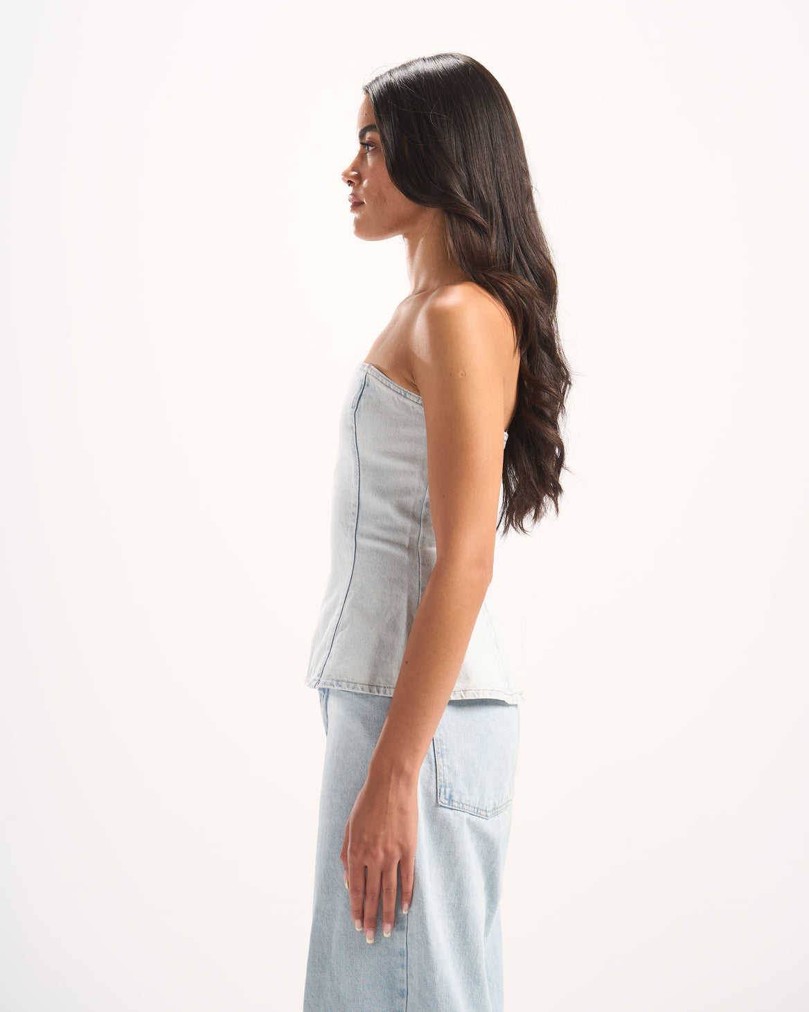 LIGHT BLUE PLAIN DENIM CORSET