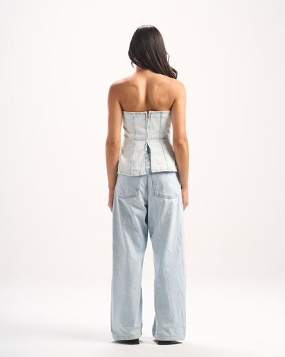 LIGHT BLUE PLAIN DENIM CORSET
