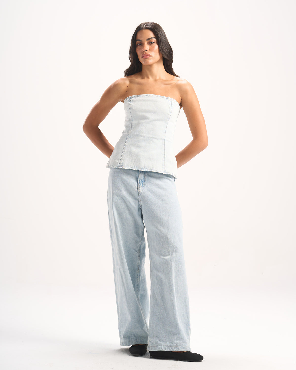 LIGHT BLUE PLAIN DENIM CORSET
