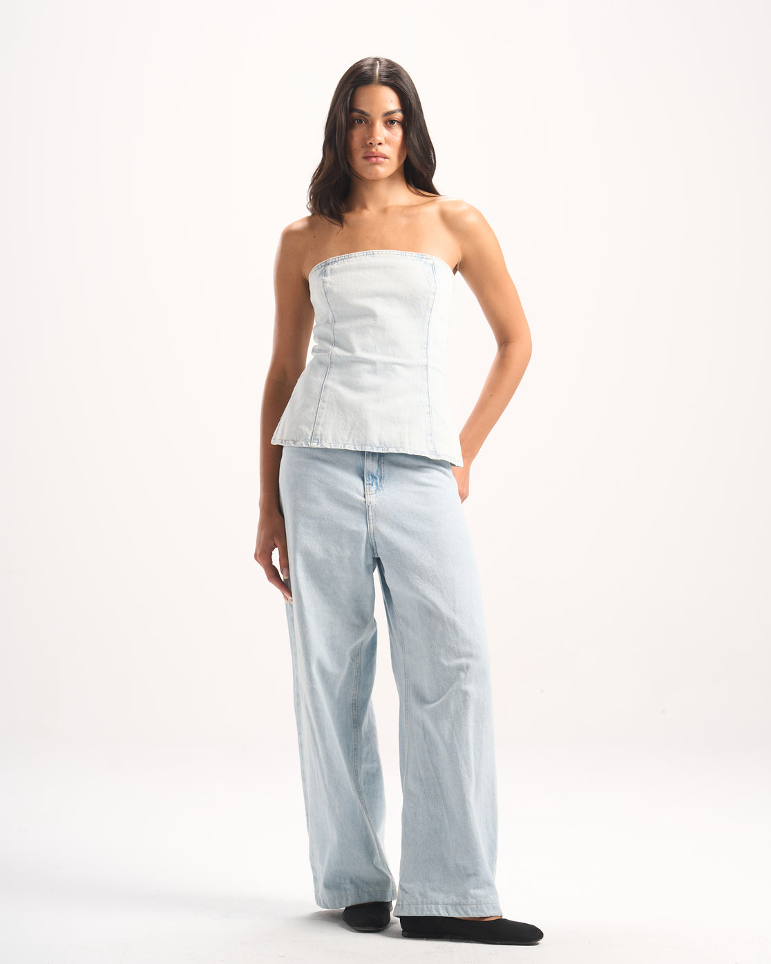 LIGHT BLUE PLAIN DENIM CORSET