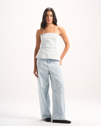 LIGHT BLUE PLAIN DENIM CORSET