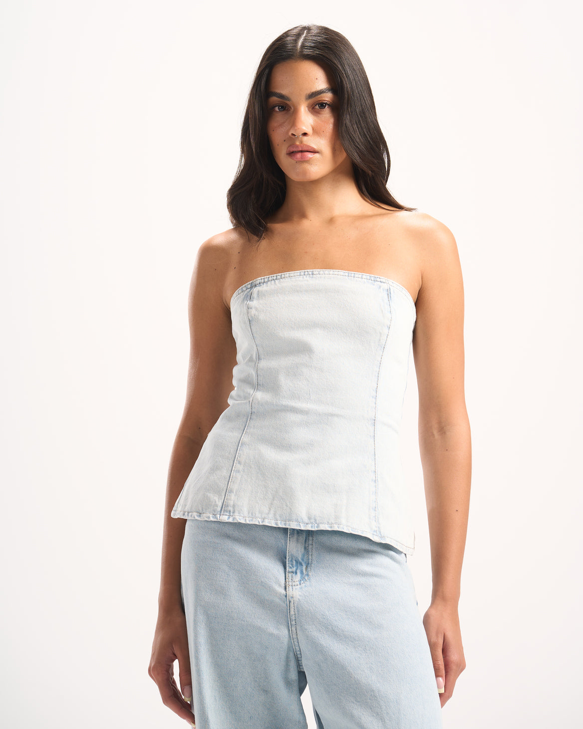 LIGHT BLUE PLAIN DENIM CORSET