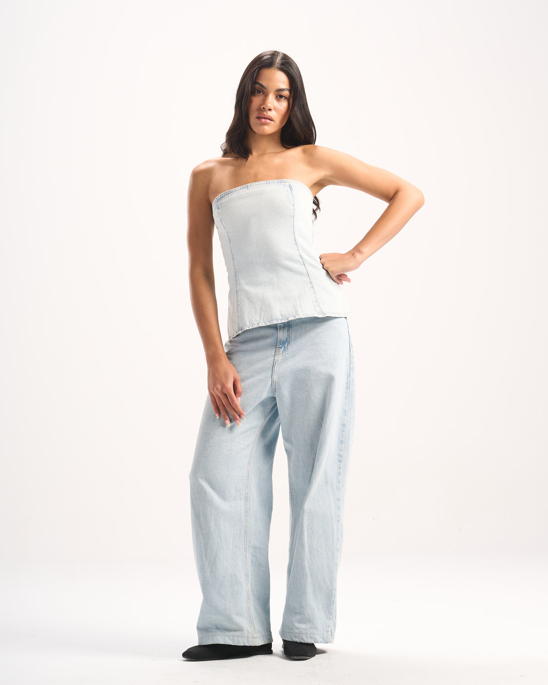 LIGHT BLUE PLAIN DENIM CORSET