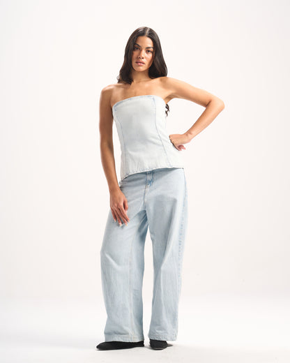 LIGHT BLUE PLAIN DENIM CORSET