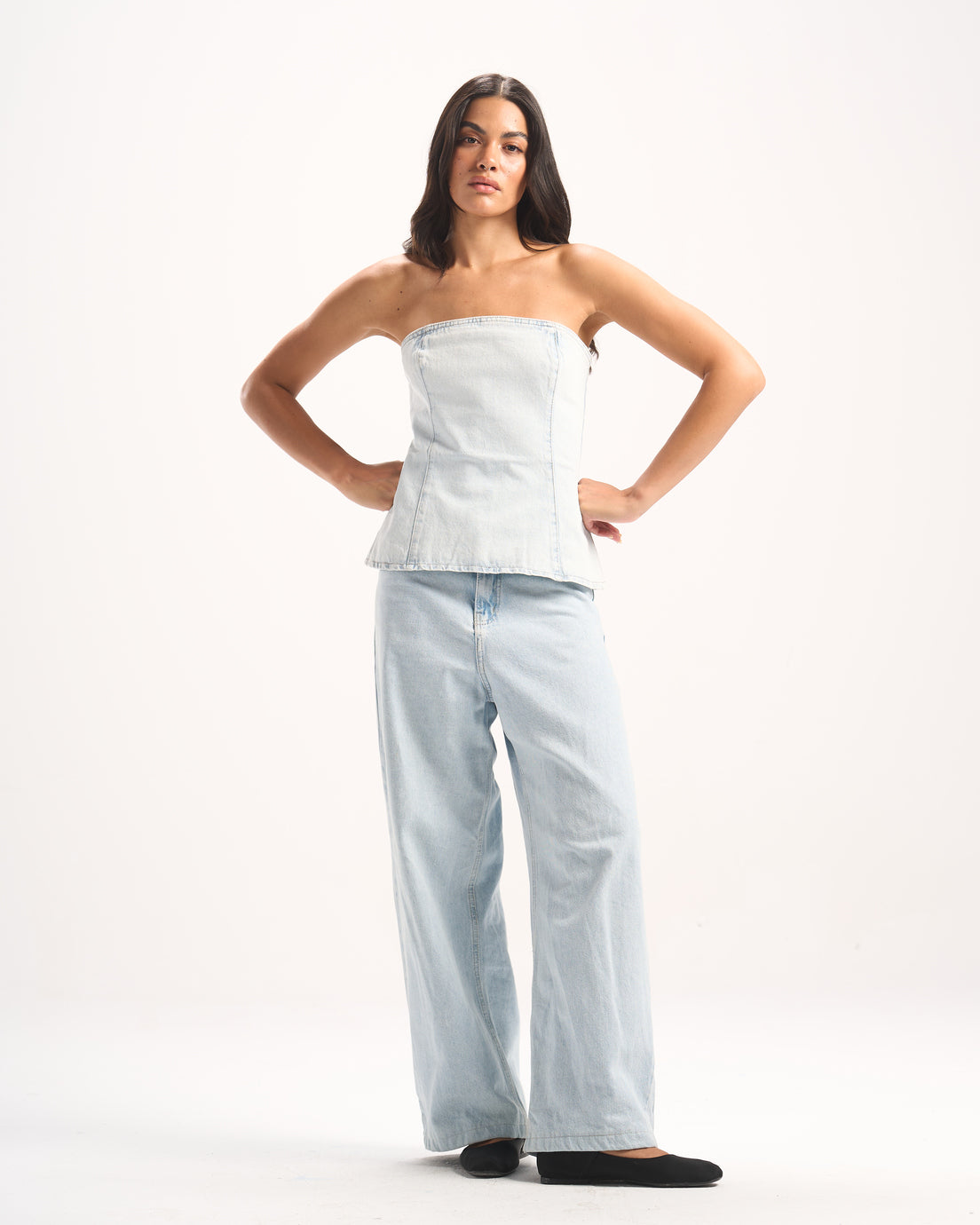 LIGHT BLUE PLAIN DENIM CORSET
