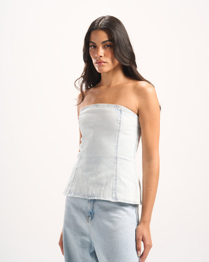 LIGHT BLUE PLAIN DENIM CORSET