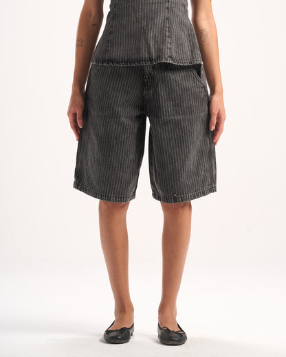 DARK GREY STRIPED JORTS