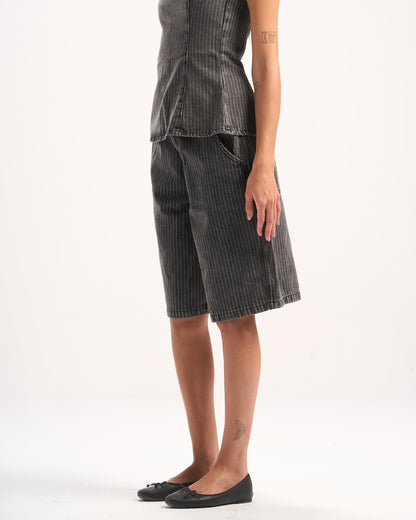 DARK GREY STRIPED JORTS